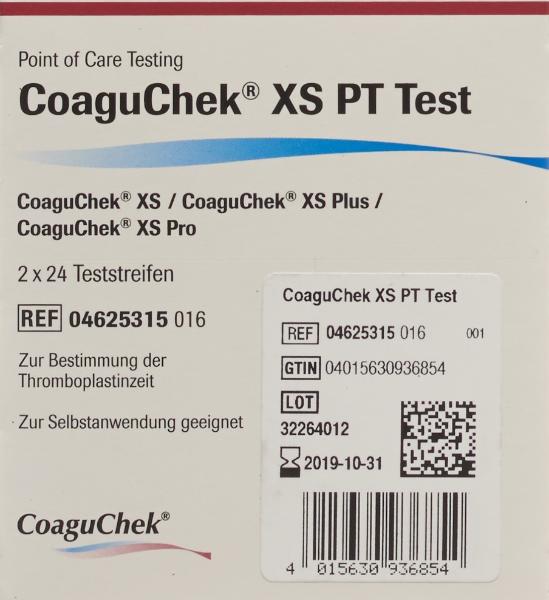 COAGUCHEK XS PT bandelettes 2 x 24 pce
